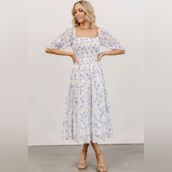 Baltic Born Dresses Baltic Born Fabian Jacquard White Floral Midi Dress Xl Poshmark